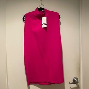 Zara fuschia mock neck sleeveless dress.